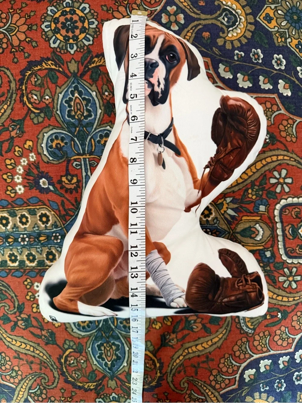 Boxer Dog Plush Pillow in Brown and White - Brand Unknown